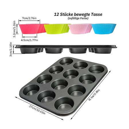 Nonstick Mini Cheesecake Pan with 12 Cup,12 Cup Removable Metal Round Cake& Cupcake Muffin Oven Form Mold For Baking Bakeware Dessert Tool