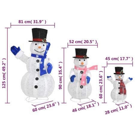 Decorative Christmas Snowman Family Figures with LED Luxury Fabric