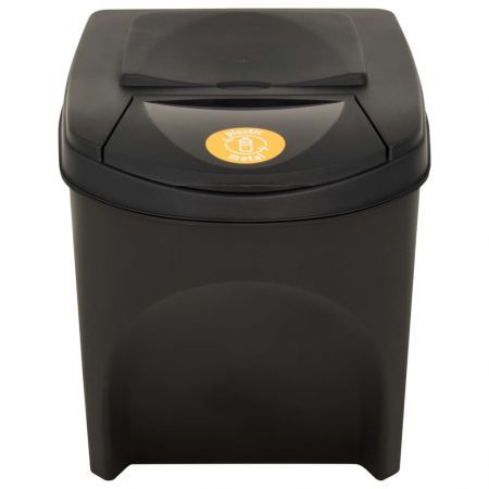 Stackable Garbage Bin Boxes 3 pcs Anthracite 75 L Polypropylene