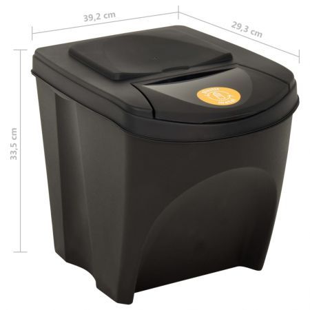 Stackable Garbage Bin Boxes 3 pcs Anthracite 75 L Polypropylene