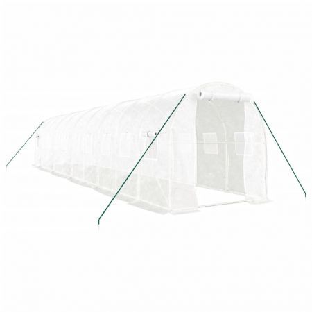 Greenhouse with Steel Frame White 20 m² 10x2x2 m