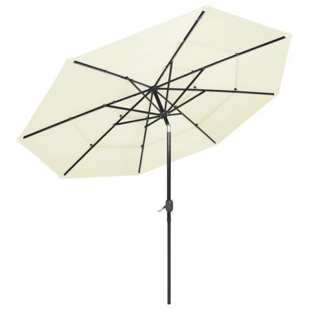 3-Tier Parasol with Aluminium Pole Sand 3 m