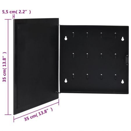 Key Box with Magnetic Board Black 35x35x5.5 cm