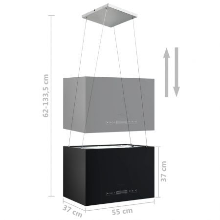 Hanging Island Range Hood Touch Sensor LCD 55 cm Powder-coated Steel