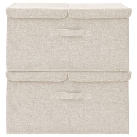 Storage Boxes 2 pcs Fabric 50x30x25 cm Cream