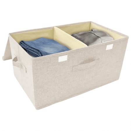 Storage Boxes 2 pcs Fabric 50x30x25 cm Cream