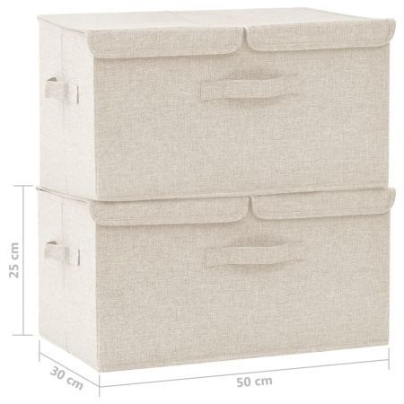 Storage Boxes 2 pcs Fabric 50x30x25 cm Cream