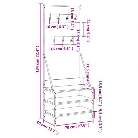 Clothes Rack with Shoe Storage Black 70x40x184 cm