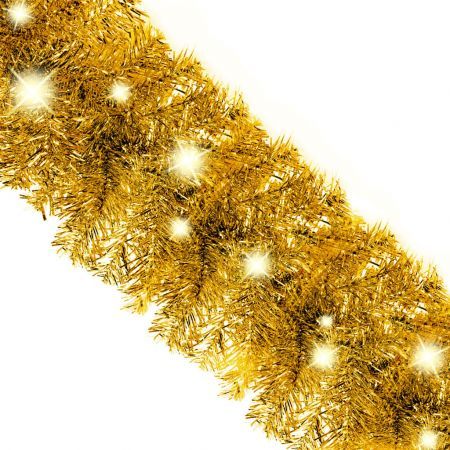 Christmas Garland with LED Lights 10 m Gold