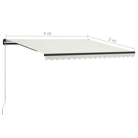 Manual Retractable Awning with LED 400x300 cm Cream