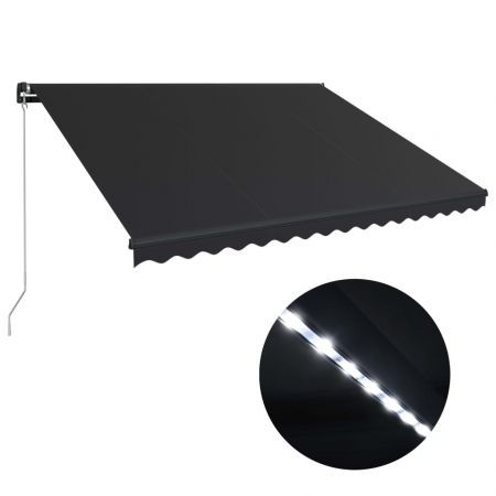 Manual Retractable Awning with LED 400x300 cm Anthracite