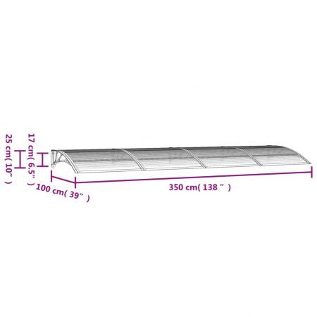 Door Canopy Grey 350x100 cm Polycarbonate