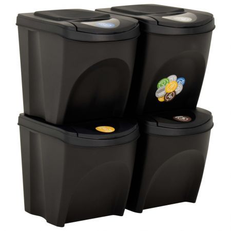 Stackable Garbage Bin Boxes 4 pcs Anthracite 100 L Polypropylene