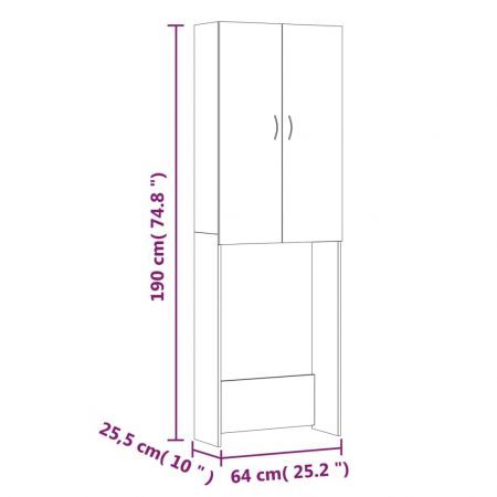 Washing Machine Cabinet Black 64x25.5x190 cm