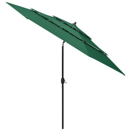 3-Tier Parasol with Aluminium Pole Green 3 m