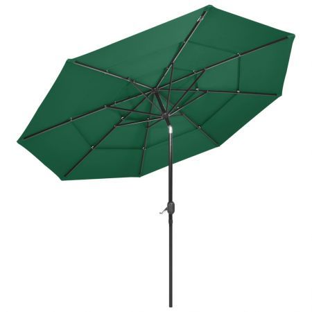 3-Tier Parasol with Aluminium Pole Green 3 m