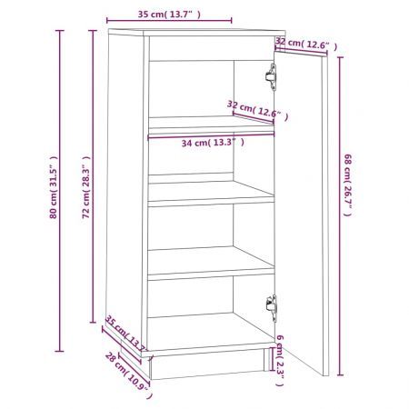 Shoe Cabinet White 35x35x80 cm Solid Wood Pine