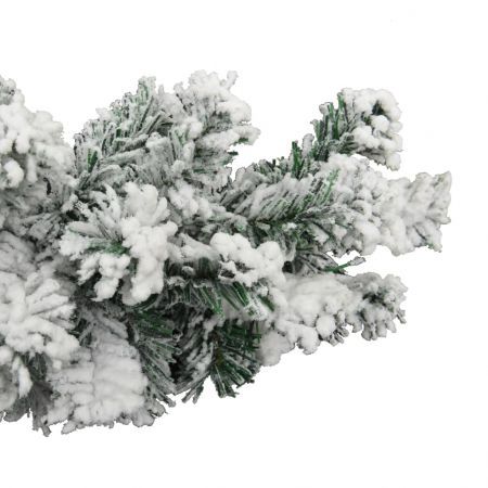 Christmas Garland with LEDs&Flocked Snow Green 20 m PVC