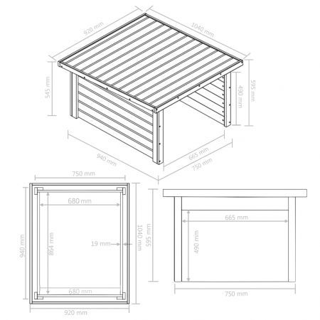 Lawn Mower Garage 92x104x59.5 cm Solid Pine Wood 19 mm