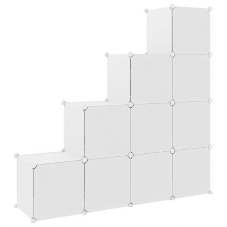 Cube Storage Cabinet for Kids with 10 Cubes White PP