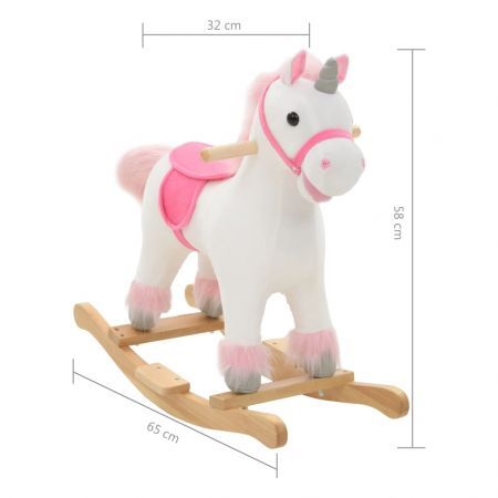 Rocking Animal Unicorn Plush 65x32x58 cm White and Pink