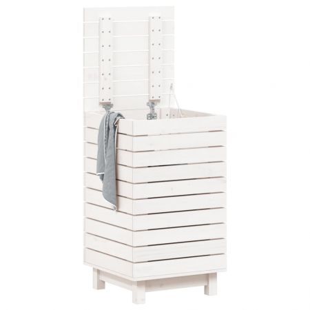 Laundry Basket White 44x44x76 cm Solid Wood Pine