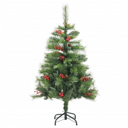 Artificial Hinged Christmas Tree with Cones and Berries 120 cm