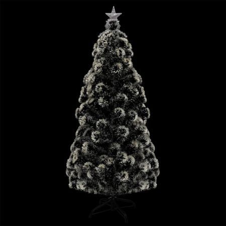 Pre-lit Christmas Tree Green and White 150 cm Fibre Optic