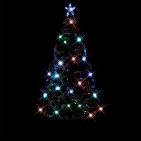 Pre-lit Christmas Tree Green and White 150 cm Fibre Optic