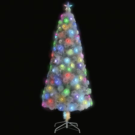 Artificial Pre-lit Christmas Tree White 180 cm Fibre Optic