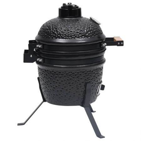 2-in-1 Kamado Barbecue Grill Smoker Ceramic 56 cm Black