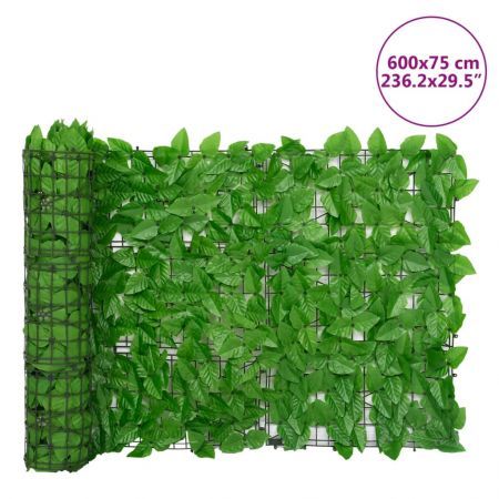 Balcony Privacy Screen with Green Leaves 600x75 cm