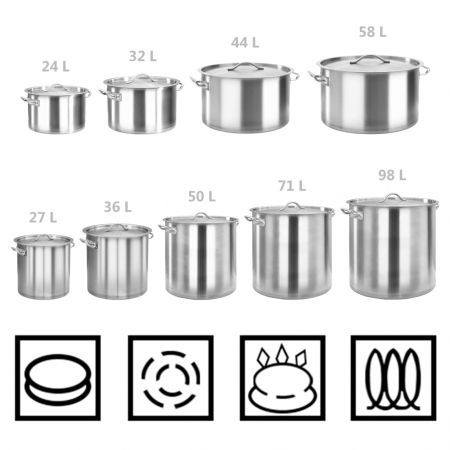 Stock Pot 98 L 50x50 cm Stainless Steel