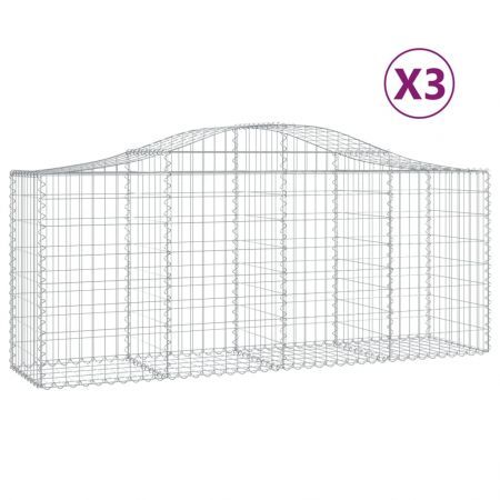 Arched Gabion Baskets 3 pcs 200x50x80/100 cm Galvanised Iron