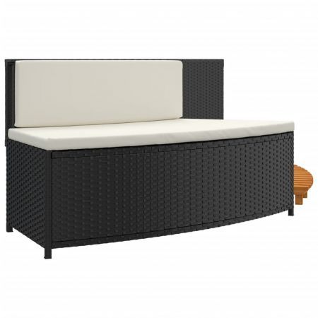 Hot Tub Surround Black Poly Rattan and Solid Wood Acacia