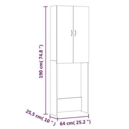 Washing Machine Cabinet White 64x25.5x190 cm