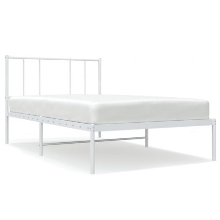 Metal Bed Frame with Headboard White 106x203 cm King Single Size