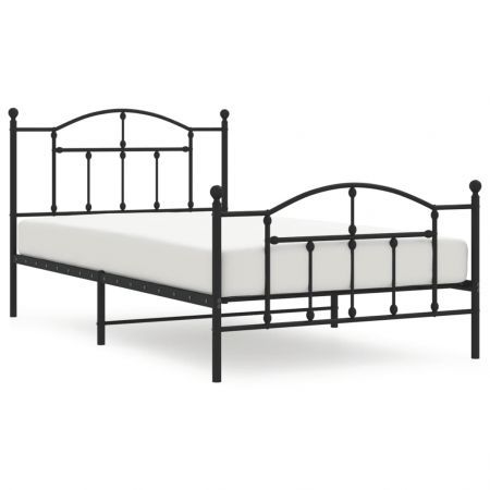 Metal Bed Frame with Headboard and Footboard Black 106x203 cm King Single Size