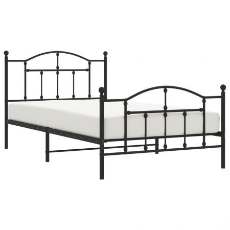 Metal Bed Frame with Headboard and Footboard Black 106x203 cm King Single Size