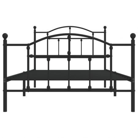 Metal Bed Frame with Headboard and Footboard Black 106x203 cm King Single Size