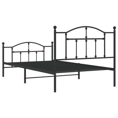 Metal Bed Frame with Headboard and Footboard Black 106x203 cm King Single Size