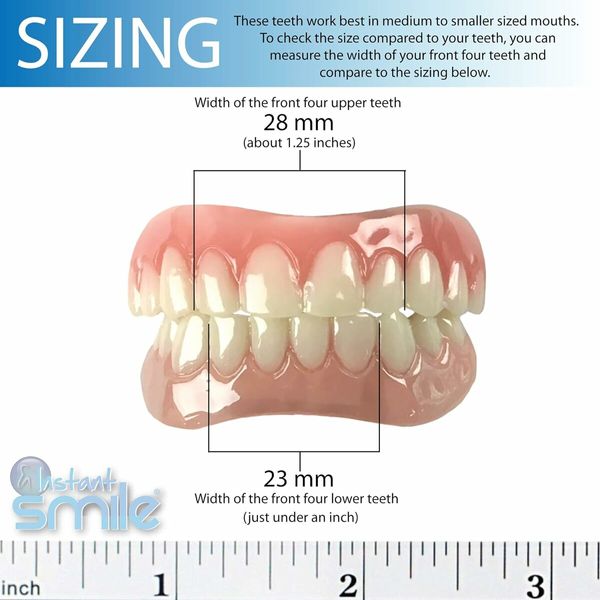 Instant Smile Comfort Fit Flex Teeth - Upper and Lower Matching Set, Natural Shade! Fix Your Smile at Home Within Minutes