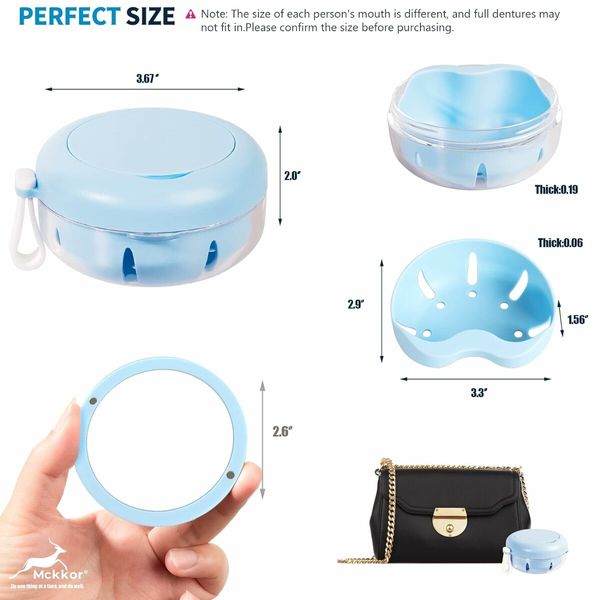 Retainer Case, Retainer Cleaner Case, Definitely No Leak Denture Case Denture Bath Box for Traveling Perfectly (Blue)