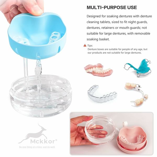 Retainer Case, Retainer Cleaner Case, Definitely No Leak Denture Case Denture Bath Box for Traveling Perfectly (Blue)