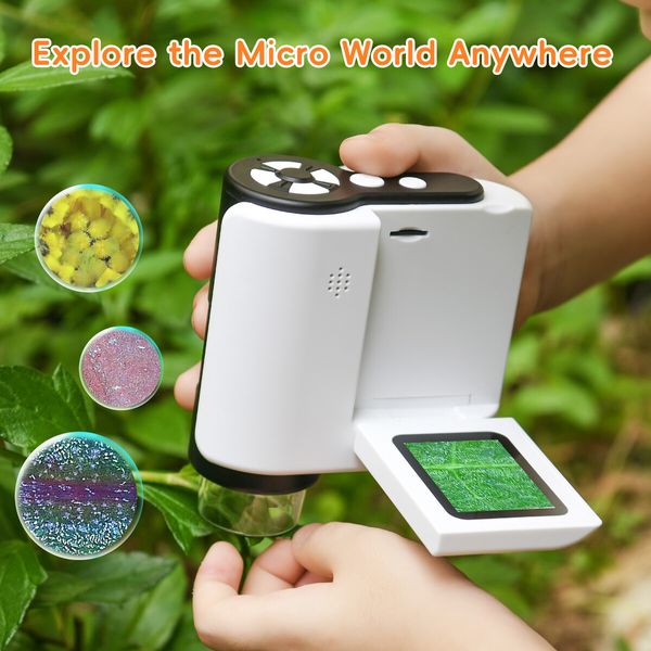 Handheld Microscope for Kids, Christmas Birthday Gifts for Kids Ages 3-12, Camera Microscopes, Digital Microscopes for School Home Outdoor Travel Education, 32GB TF Card