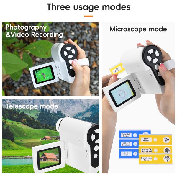 Handheld Microscope for Kids, Christmas Birthday Gifts for Kids Ages 3-12, Camera Microscopes, Digital Microscopes for School Home Outdoor Travel Education, 32GB TF Card