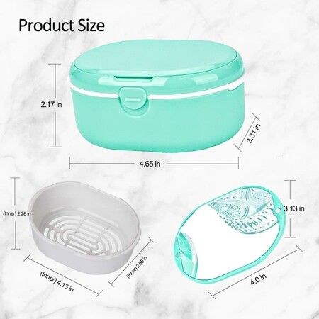 Retainer Denture Bath Case Cup Box Holder Storage Soak Container With mirror Orthodontics Mouth Guard Braces（green）