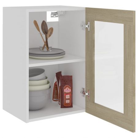 Hanging Glass Cabinet Sonoma Oak 40x31x60 cm Engineered Wood