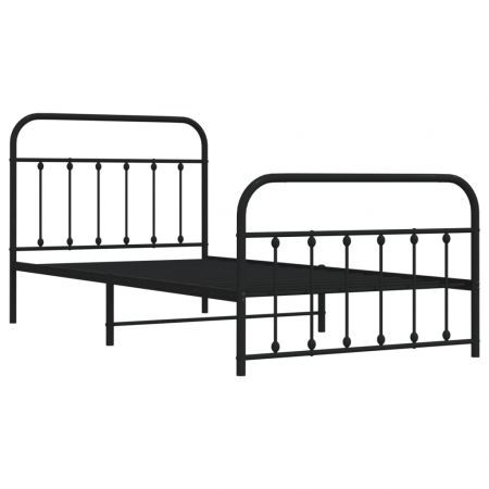 Metal Bed Frame with Headboard and Footboard Black 106x203 cm King Single Size