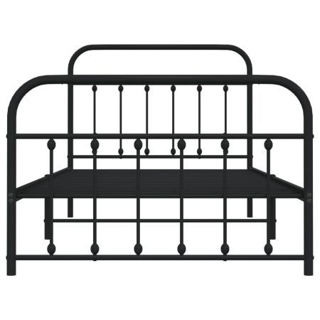 Metal Bed Frame with Headboard and Footboard Black 106x203 cm King Single Size